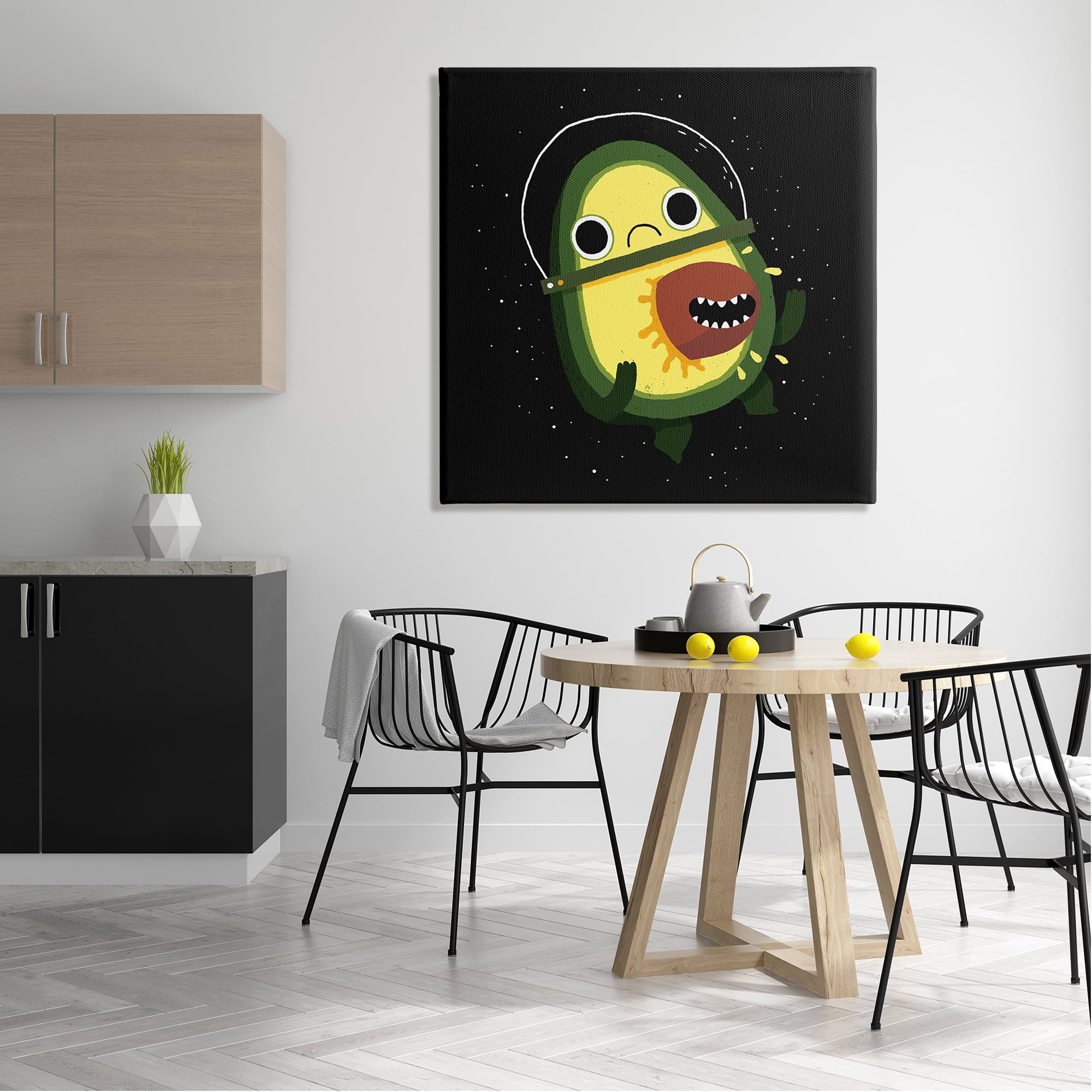 Stupell Industries Green Frowning Avocado Seed Outer Space Astronaut Canvas Wall Art, 36 x 36, Design by Michael Buxton