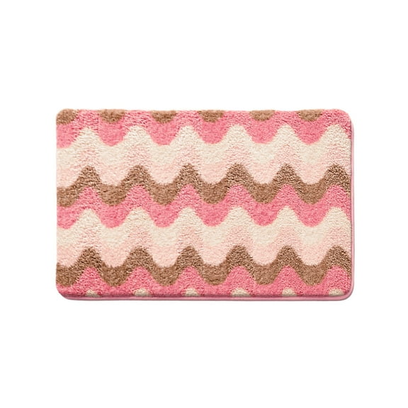 Non-Slip Bath Rug Multicolor 24x16 Inch Absorbent Polyester Carpet Mat for Bathroom Bedroom Entrance Machine Washable Soft Floor Mat