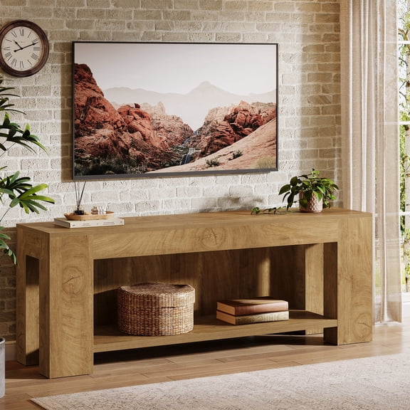 Tribesigns 63" TV Stand for 55/60/65/75-inch TVs, Farmhouse Entertainment Center Console Table for Living Room, Bedroom (Rustic Brown)