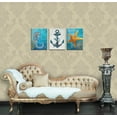thumbnail image 6 of Vintage Rustic Nautical Anchor And Starfish Shell Of The Beach Antique Pictures Decorations Walls - 3 Panel Blue Wall Art Giclee Canvas Painting Stretched And Framed Artwork Decor Home, 6 of 6