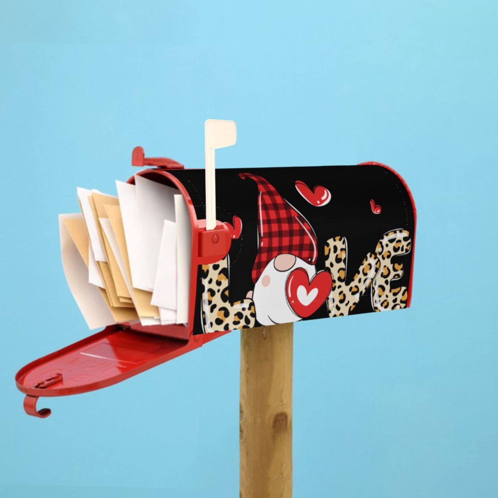 Logiee Love Gnomes Print Post Letter Box Wrap Decor, Mailbox Cover Suitable for Standard Mailbox and Large Size Mailbox,Outdoor Yard Decoration-25.5x21 in