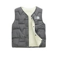 thumbnail image 2 of ATOGUTA Kids Puffer Fleece Vest for Boys Girls Button Lightweight Sleeveless Jackets Hooded Winter Fall Vests Quilted Coat Size 2T-15, Gray, 2 of 4