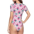 thumbnail image 4 of The Xecao Cherry Strawberry Women's Crew Neck Body Suit, a short-sleeved bodysuit and basic swimsuit, both comfort and style for dating and daily life, 4 of 9