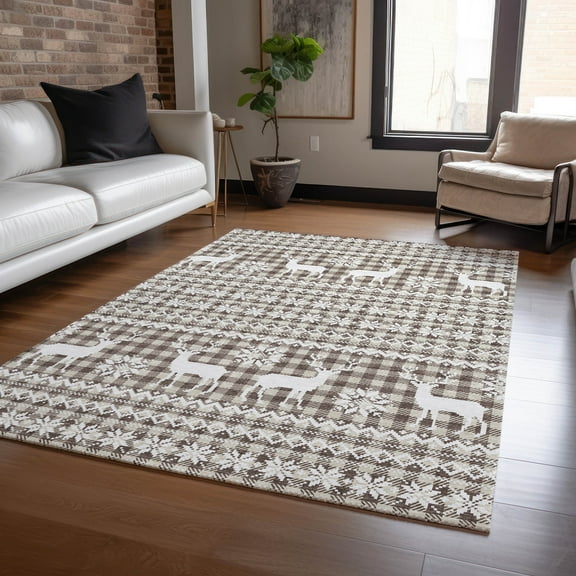 Addison Rugs Chantille Indoor/Outdoor Transitional Holiday Brown Machine Washable Rectangle Rug, 10' x 14'