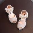 thumbnail image 4 of LNMQLPDBS Little Girl Shoes Solid Color Tulle Floral Decoration Shoes Low Heel Flower Gir Wedding Party Dress Shoes Comfort Princess Shoes for Kids Toddler Girls Sandals Beige 2 Years, 4 of 5