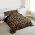 thumbnail image 3 of Homewish Orange Grey Stripes Bedding Comforter Set, Chic Vintage Abstract Pmbre Twin Comforter Sets, Camouflage Reversible Bedding Set, Lightweight Room Decor, 2 Pieces, 3 of 8