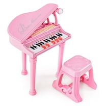 Costway 31 Keys Kids Piano Keyboard Toy Toddler Musical Instrument with Stool & Microphone Pink