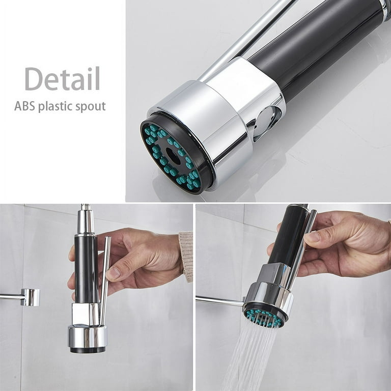 Chrome Deck Mount Pull Out Kitchen Faucet Hot & Cold Mixer Tap
