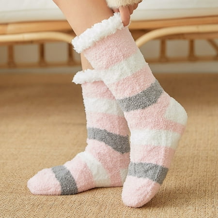 

Womens Slipper Fuzzy Socks Non Slip Winter Warm Soft Fluffy Cozy Fleece Lining Home Socks Color12