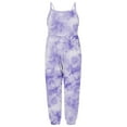 thumbnail image 4 of ZCFZJW Baby Toddler Girl Cute Strap Jumpsuit One-piece Romper with Pockets Loose Fit Casual Tie Dye Gradient Print Summer Sleeveless Round Neck Baggy Harem Pants Light Purple 5-6 Years, 4 of 5