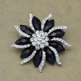 thumbnail image 2 of UDIYO Women's Xmas Gift Blossom Flower Brooch Black Crystal Rhinstones Collar Pin, 2 of 5