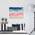 thumbnail image 3 of Pink Blue Canvas Print Wall Art Beige Gradient Ocean Wave Abstract Beach Coastal Pictures Painting Morden Artwork for Living Room Bedroom, Ready to Hang - 12"x16", 3 of 9