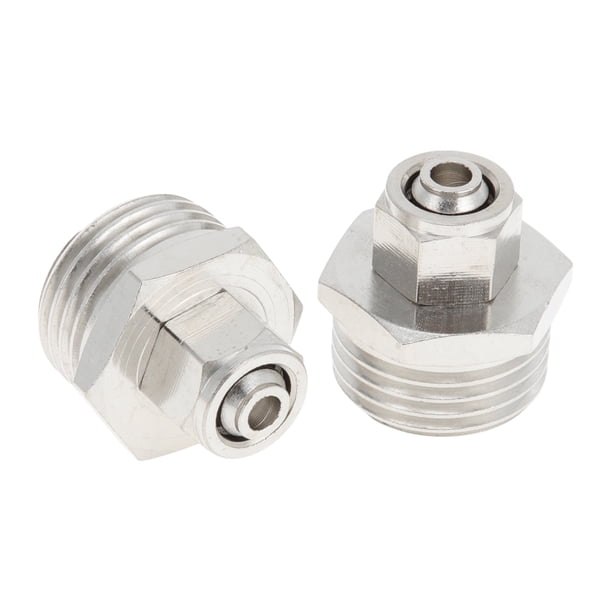 Conectores de aire de empuje únicos Bargains 5/16" con rosca macho, conector rápido de línea de aire de cobre niquelado 1/2" BSPT, 2 piezas tono plateado