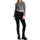 thumbnail image 2 of CHAQUETA CORTA DE SUEDE SINTÉTICO PARA MUJERES INSPIRADA CHIC, DE DOBLE BOTÓN, CON CUELLO ALTO, CIERRE DE CREMALLERA Y MANGAS LARGAS, TAMAÑO L, GRIS OSCURO, 2 of 5