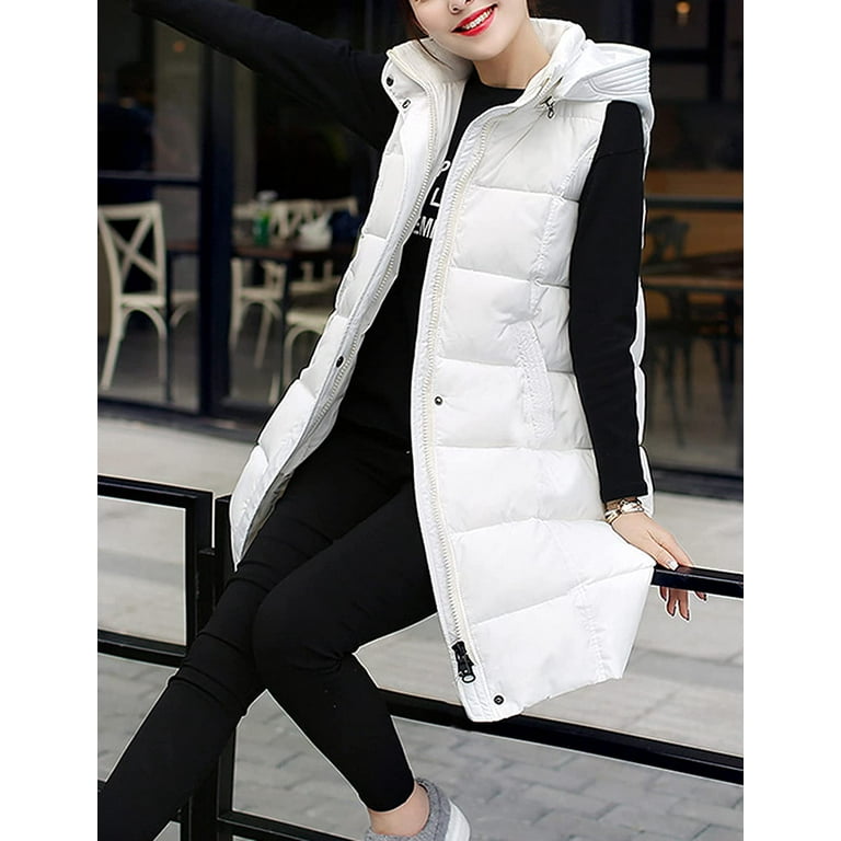 Tanming Women's Long Puffer Vest Cotton Sleeveless Puffy Jacket with  Removable Hood : : Clothing, Shoes & Accessories