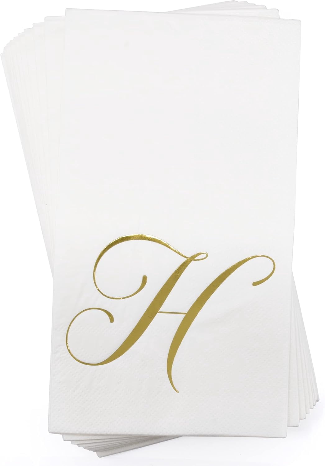 Gift Boutique Monogram Guest Napkins Letter H Gold Foil 100 Count 2-Ply Disposable Paper Dinner Napkins 15 x 12.75 Inches White