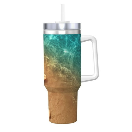 

Daiia Starfish And Seashell 1 Printed 40 oz Tumbler with Handle Ice Bully Insulated Tumbler 2 in 1 Lid Insulated Water Bottle Stainless Steel Travel Coffee Mug