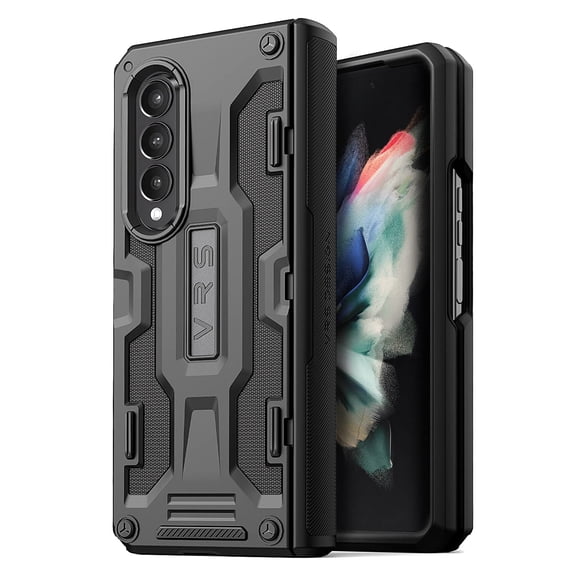 VRS Design Phone Case for Galaxy Z Fold 3, [Terra Guard] Premium Phone Case with Semi-Auto Hinge Protector (Black)