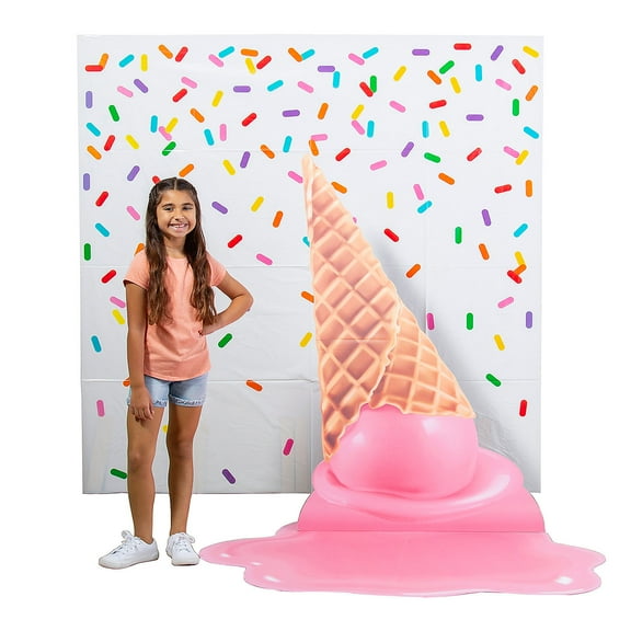 Fun Express Ice Cream & Sprinkles Multicolor Backdrop Party Decorating Kit – 3 Pieces