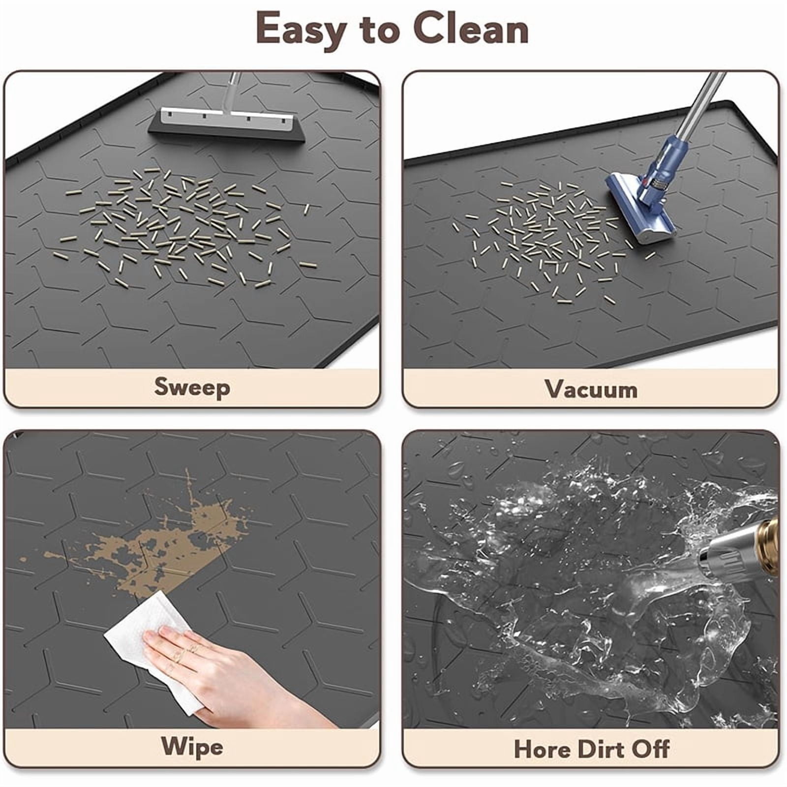 FACCAIL Silicone Cat Litter Trapping Mat, Waterproof/Urineproof Cat Litter Box Mat, Cat Litter-Collecting Pad for Floor, Soft & Pet-Friendly (34"x 22"- Black)