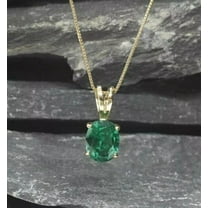 14K Yellow Gold Plated Lab Created Emerald Women Solitaire Pendant 2Ct Oval Cut