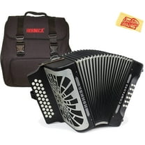 Hohner Compadre GCF 3-Row Diatonic Accordion Bundle with Gig Bag and Austin Bazaar Polishing Cloth - Black
