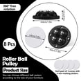 thumbnail image 2 of 8PCS Black Self Adhesive Caster Wheels Mini Swivel Wheels Stainless Steel Paste Universal Wheel Heavy Duty 360 Degree Rotation Sticky Pulley for Storage Box Furniture Trash Can, 2 of 7