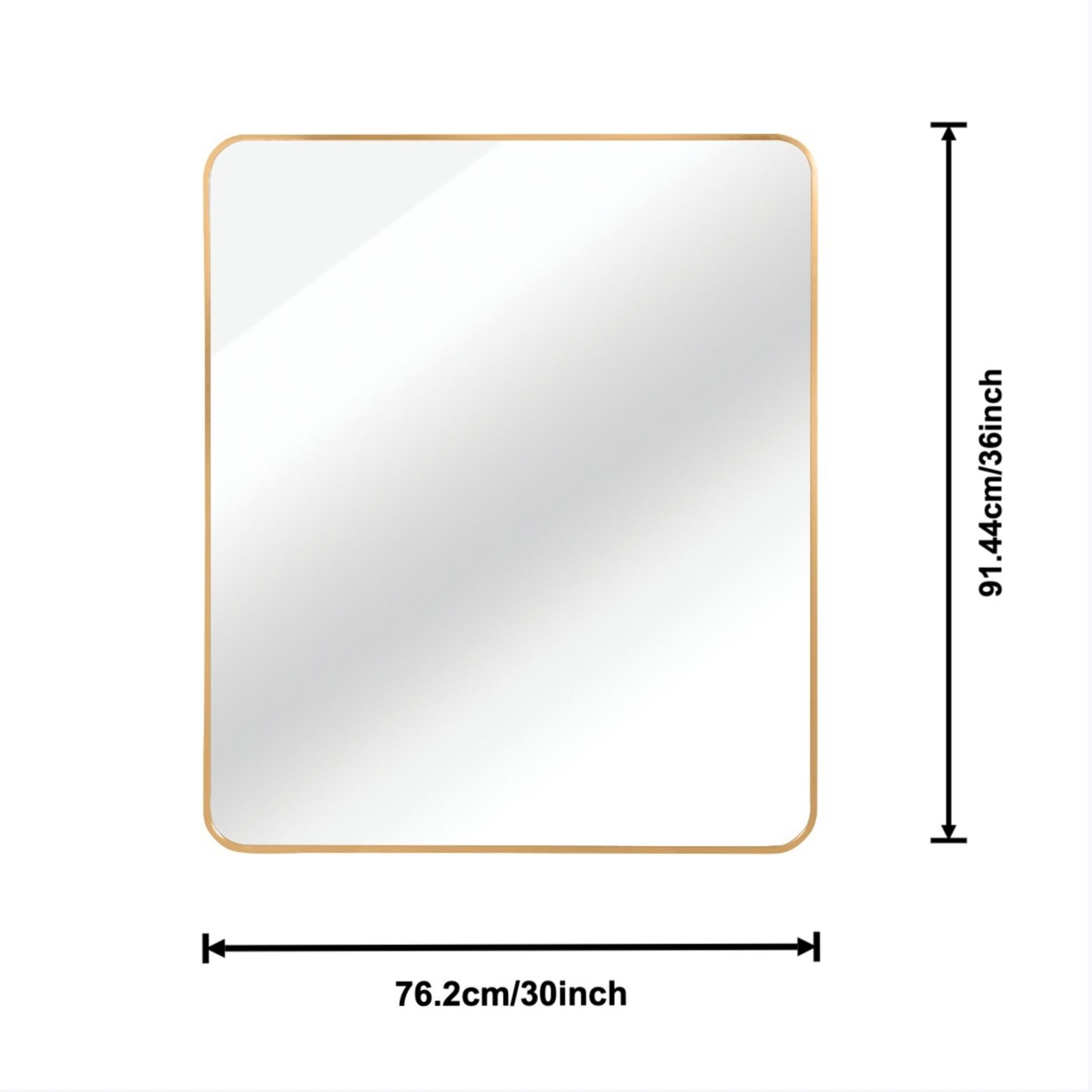 Noble House 30"x36" Rectangular Metal Wall Mirror, Vanity Mirror for Bathroom, Bedroom & Living Room, Gold