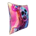 thumbnail image 2 of Fotbe Neon Skull With Milkshake Pattern Velvet Decorative Throw Pillow Covers with Elegant Piping, Soft Plush Cushion Cover for Sofa, Bed, Car, Office-16"x16", 2 of 8