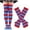 Blue-01, variant on Womens Thigh High Socks Fingerless Gloves Set Stripe Comfort Cotton over the Knee Boot Socks with Long Arm Warmers Mitten and A Set Of Long Socks Suit Red