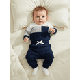 thumbnail image 6 of Gzhioc Infant Baby Boy Fall Outfits 0 3 6 12 18 24 Months Long Sleeve Crew Neck Knit Romper and Elastic Waist Jogger Pants Set, 6 of 9