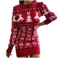 thumbnail image 1 of CEHVOM Robe Chandail de Noël pour Femme à Col Rond avec Orignal, Décontractée, en Tricot, Ample, à Manches Longues, 1 of 7