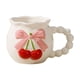 thumbnail image 2 of Taza de café de cerámica con cuchara para oficina o casa, asa cómoda, clásica blanca o beige, 13oz para bebidas calientes o frías, 2 of 6
