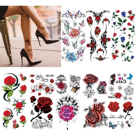 8 Sheets Sexy Flower Temporary Tattoos Sexy Tattoos For Women Sexy