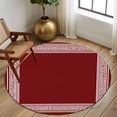 thumbnail image 3 of Red Geometric Large Area Rugs for Bedroom Living Room, Soft Non Slip Carpet Bedside Rug, Country Farm Traditional Chinese Tile Round Floor Cover Kitchen Accent Rug 6' for Dining Room/Office, 3 of 9