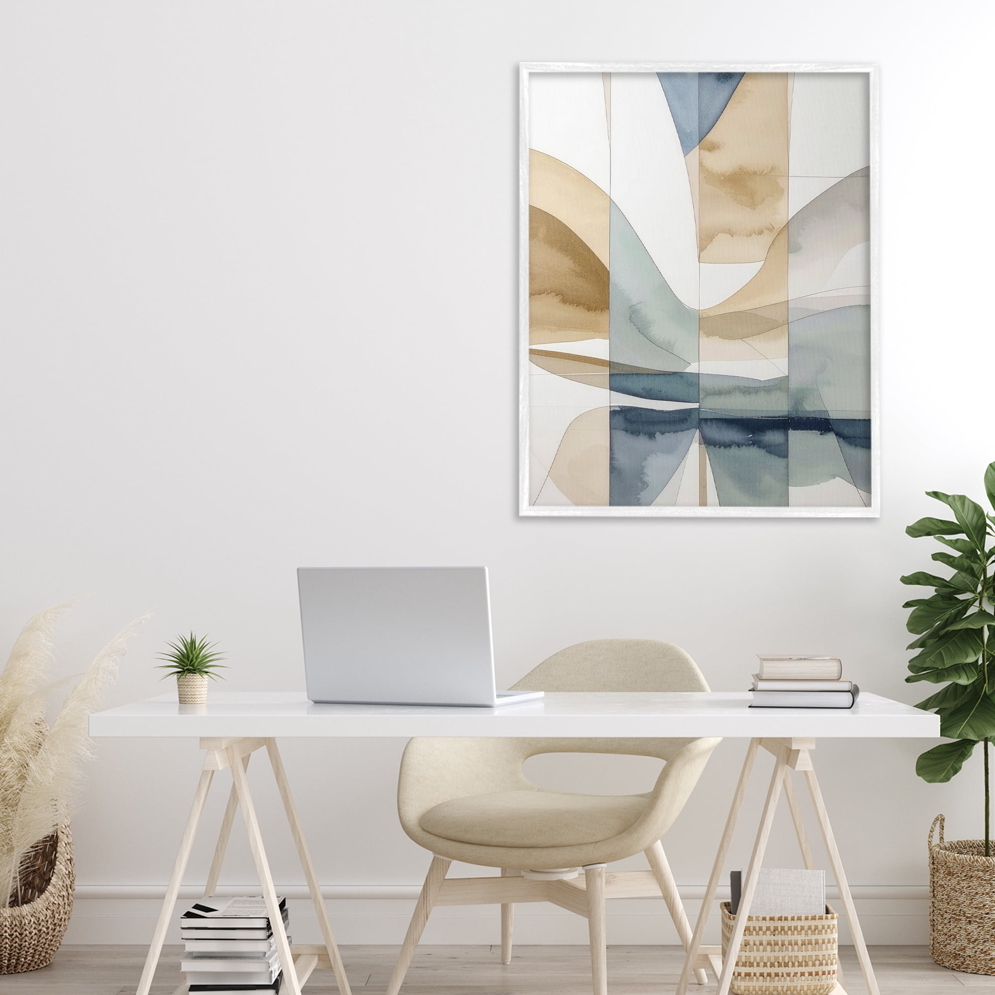 Stupell Industries Geographic Fluid Abstraction White Framed Giclee Art, design by Alonza Saunders