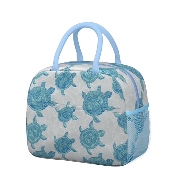 Lunch Bag Lunch Box for Women Reusable Insulated Lunch Bags,Water-Resistant Turtles and Wave Pattern Cooler Lunch Tote Bag, Large Capacity for Work Travel Picnic