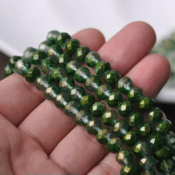 U8MO 30pcs 8x6mm Rondelle Faceted Coated Crystal Glass Loose Beads Lot DIY Jewelry-Green