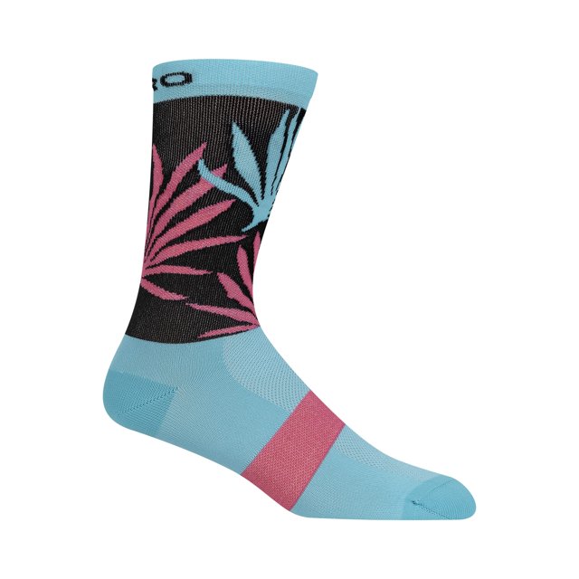 Giro Comp Racer High Rise Adult Cycling Socks - Screaming Teal/Neon Pink Palms (2022), Small