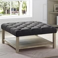 thumbnail image 4 of Furniture of America Hoylton Wood Tufted Ottoman in Natural Tone and Dark Gray, 4 of 6