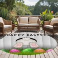 thumbnail image 4 of Round Rug 5Ft Washable Non-Slip, Grey Bunny Easter Circle Area Rugs for Living Room Bedroom, Green Pink Eggs Rabbits Farmhouse Indoor Floor Mats Carpet Runner for Home Decor Aesthetic, 4 of 8