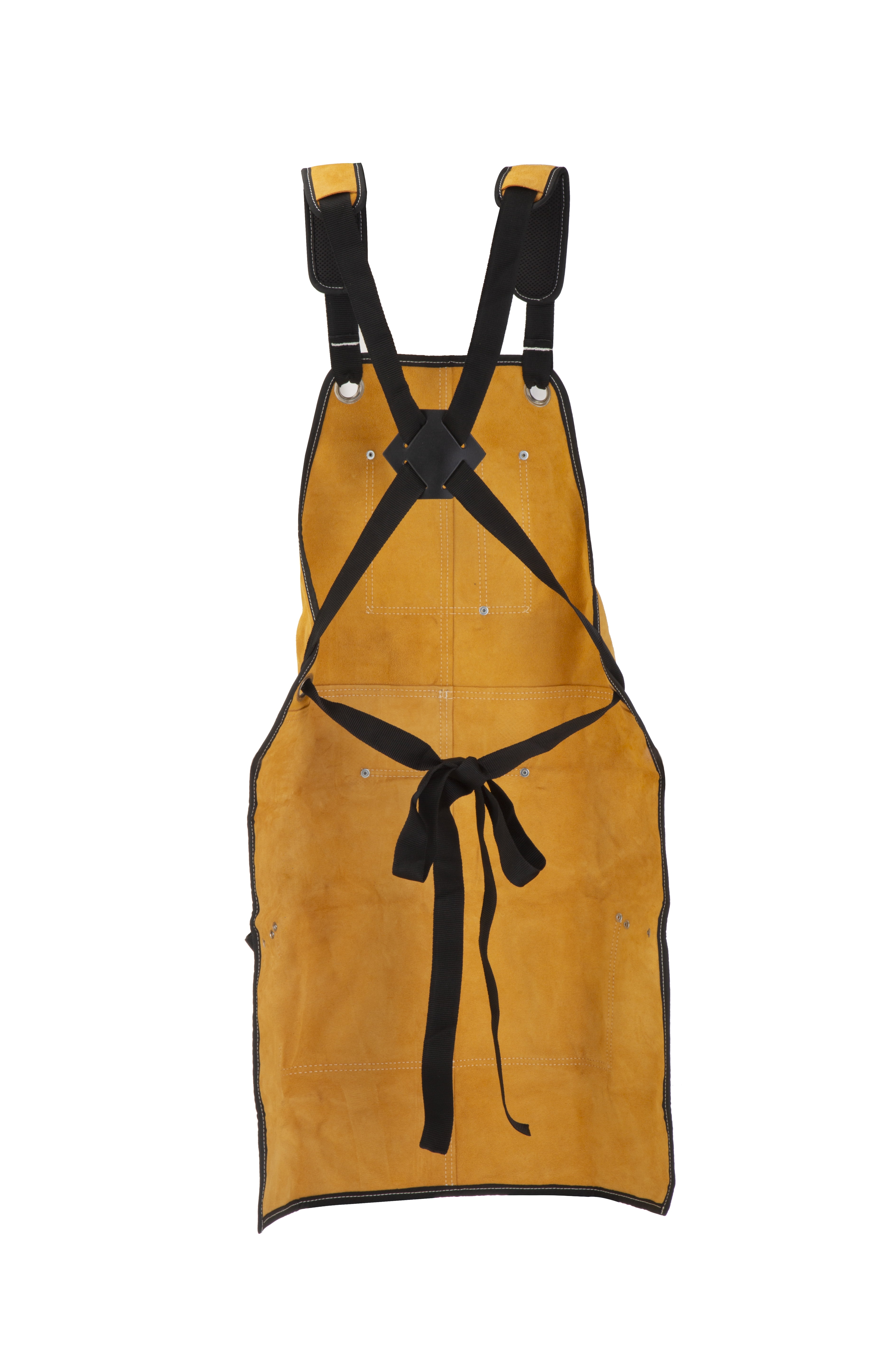 Hyper Tough Brown Leather Welding Apron with Tool Pockets