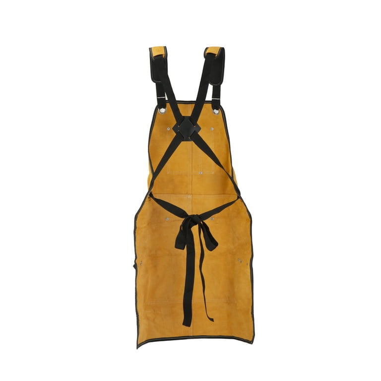 Hyper Tough Brown Leather Welding Apron with Tool Pockets