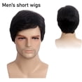 thumbnail image 3 of SGACAI Peluca corta ondulada para hombre adulto guapo, color negro natural, para fiesta de cosplay, cabello completo en capas., 3 of 6