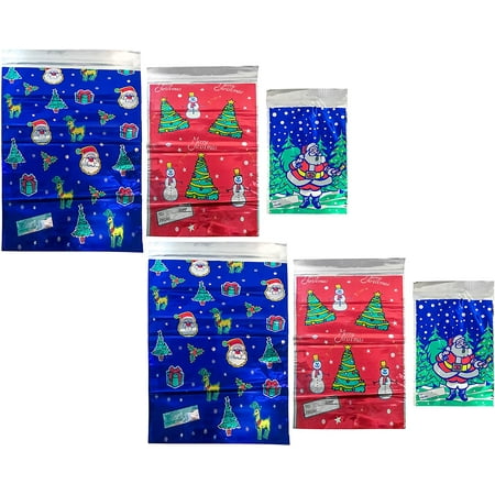 Black Duck Brand Metallic Christmas Holiday Santa Reindeer Tree Gift Bags (6