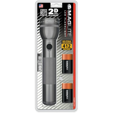 Maglite 2D LED Flashlight with Batteries, Gray