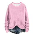thumbnail image 1 of lcziwo Chandails en Molleton à Col Rond pour Femmes Automne Hiver 2024, Chemise Décontractée à Manches Longues, Haut Ample Sans Capuche, Rose, G, 1 of 5