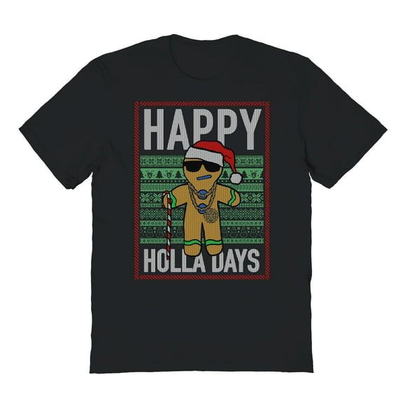 Christmas Holiday Holladays Graphic Black Men's Cotton T-Shirt