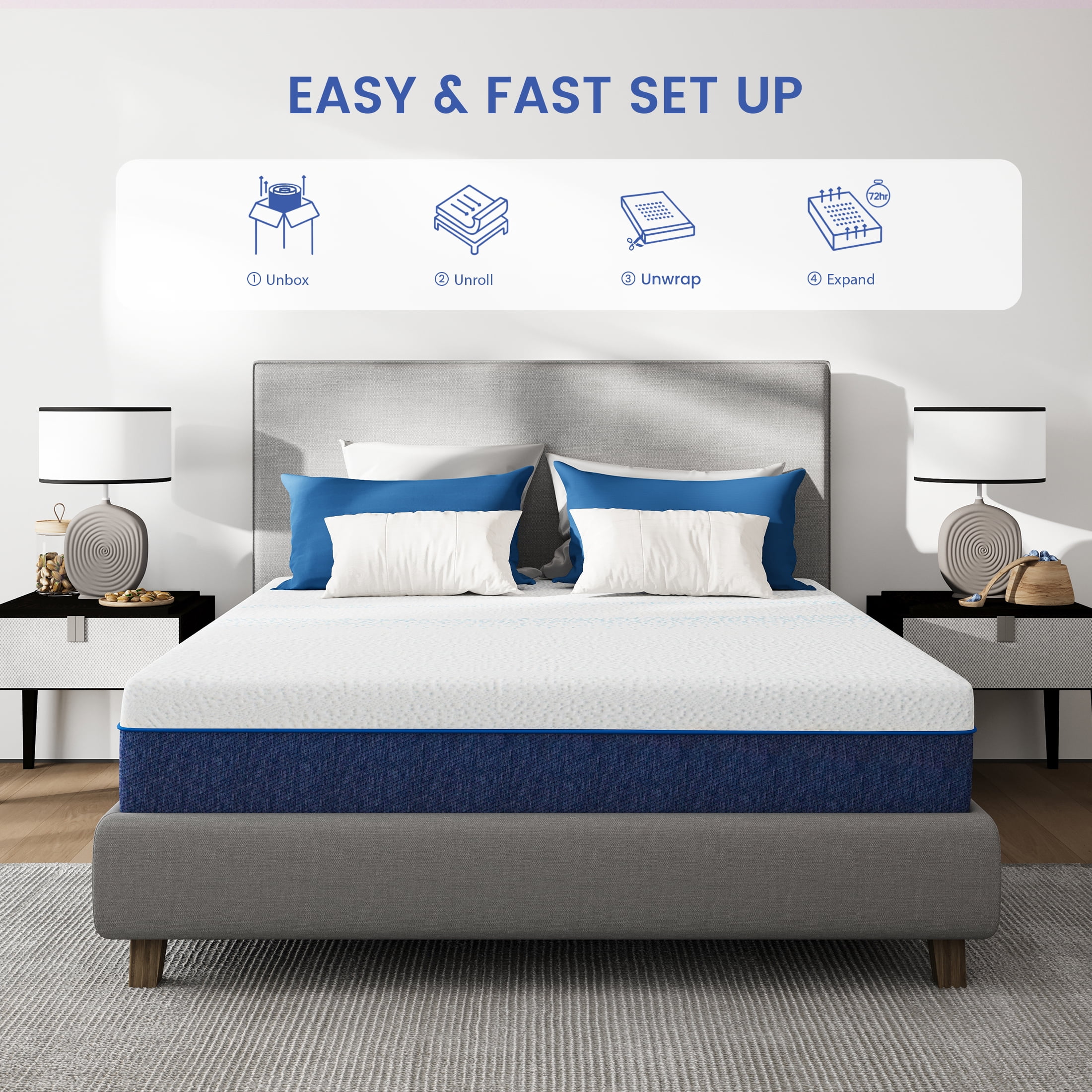 Subfun 8 inch Twin Memory Foam Mattress, Dual Cooling Gel Bamboo Charcoal, CertiPUR-US Certified, Bed-in-a-Box