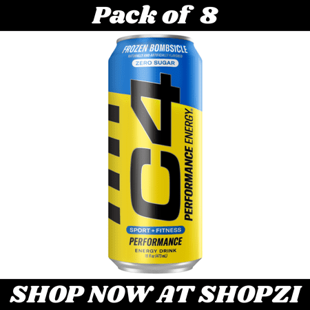 C4 Energy Performance Drink Frozen Bombsicle 16oz – 8 Pack Carbonated Energy